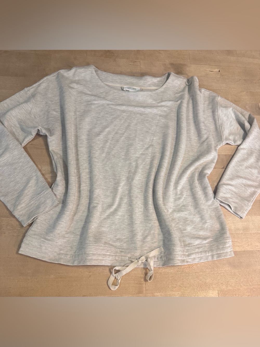 Haven Well Within Light Gray Drawstring-Hem cropped Sweatshirt